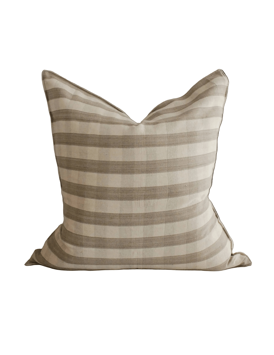 Greige Gingham Handwoven Cotton Cushion - Faire Living