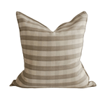 Greige Gingham Handwoven Cotton Cushion - Faire Living
