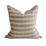 Greige Gingham Handwoven Cotton Cushion - Faire Living