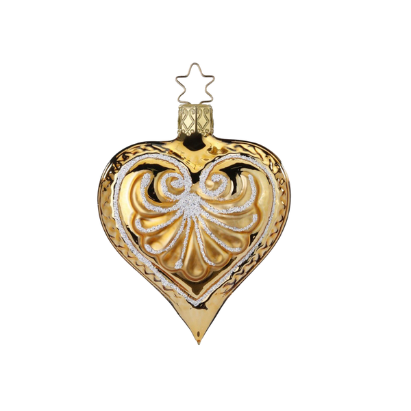 Inge-Glas Gold Heart Ornament 3.2"