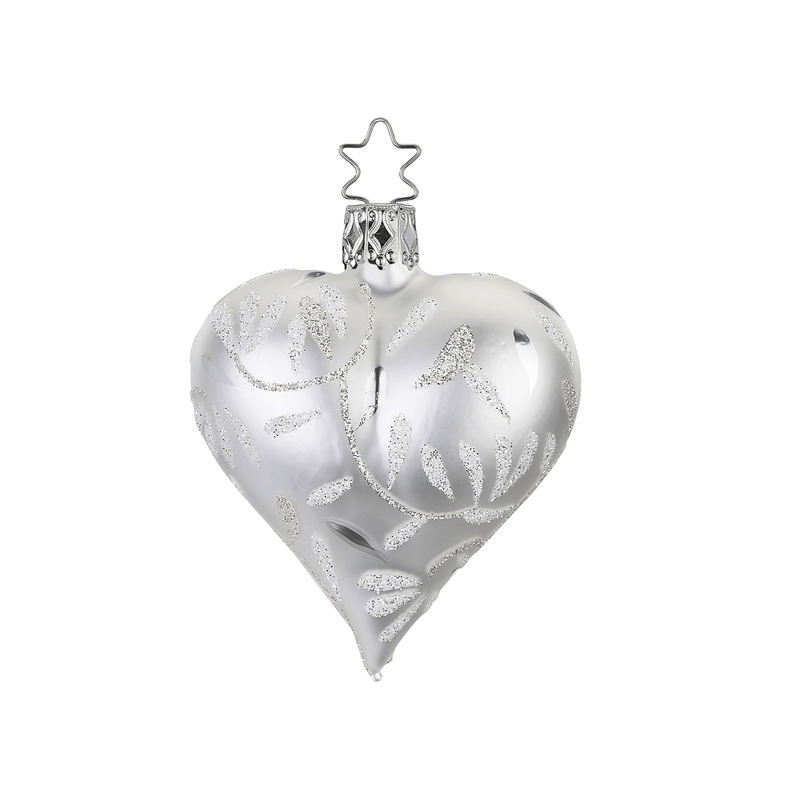 Inge-Glas Silver Heart Ornament 3"