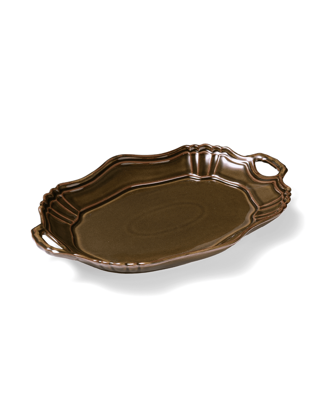 Brown Japanese Handled Porcelain Serving Platter - Faire Living