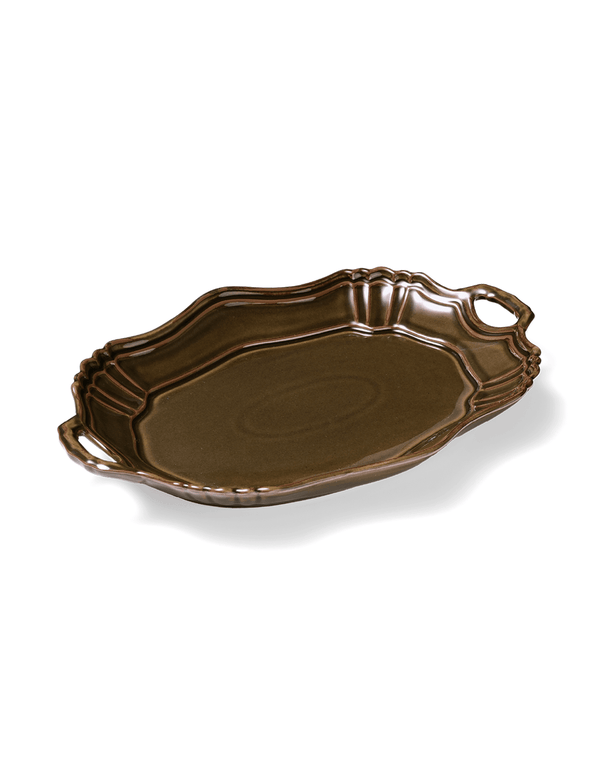 Brown Japanese Handled Porcelain Serving Platter - Faire Living