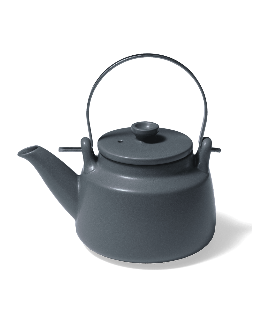 Indigo Japanese Porcelain Teapot with Metal Handle and Mesh Strainer - Faire Living