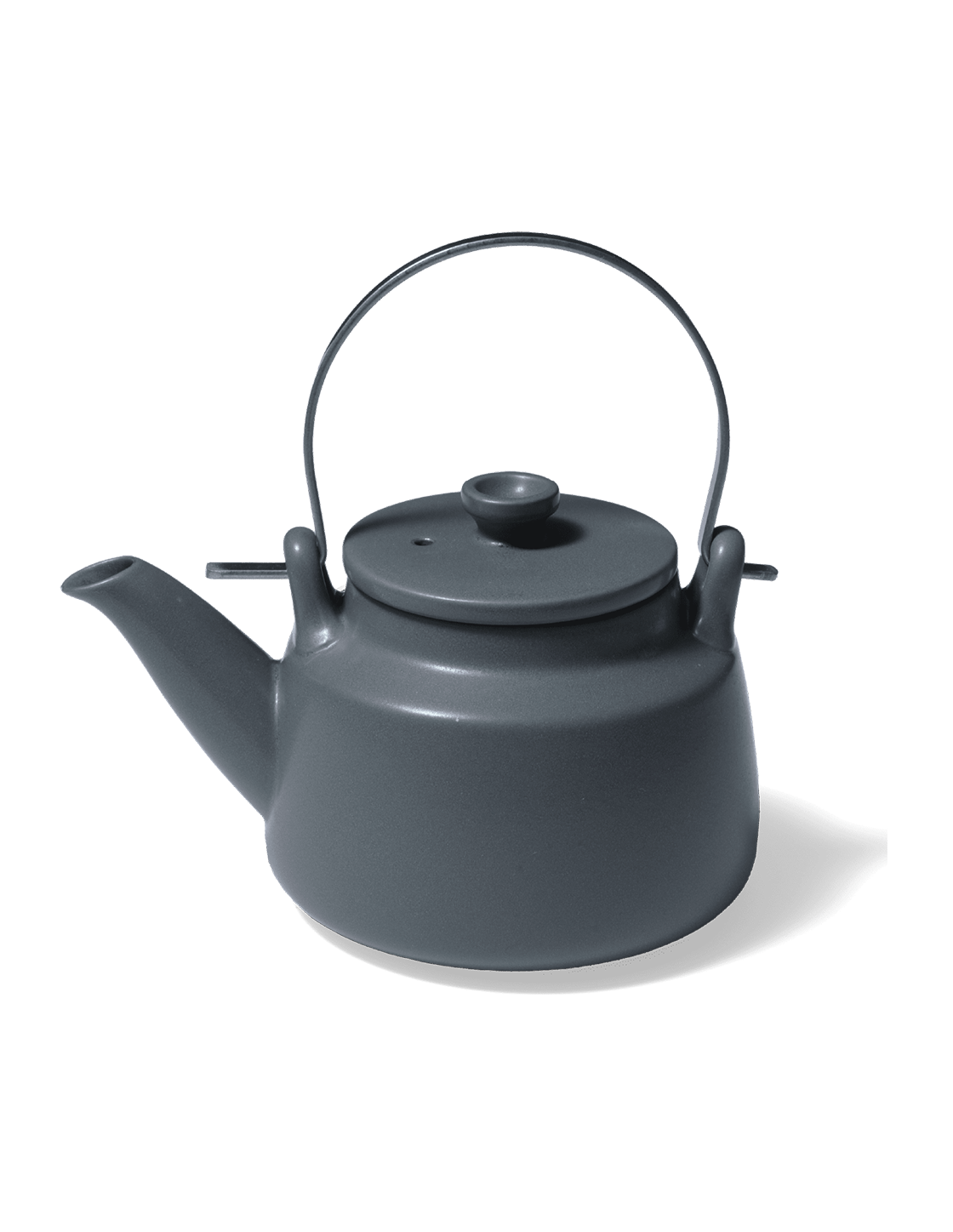 Indigo Japanese Porcelain Teapot with Metal Handle and Mesh Strainer - Faire Living
