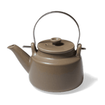 Brown Japanese Porcelain Teapot with Metal Handle and Mesh Strainer - Faire Living