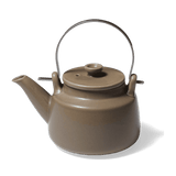 Brown Japanese Porcelain Teapot with Metal Handle and Mesh Strainer - Faire Living