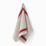 Vintage Red Linen Tea Towel