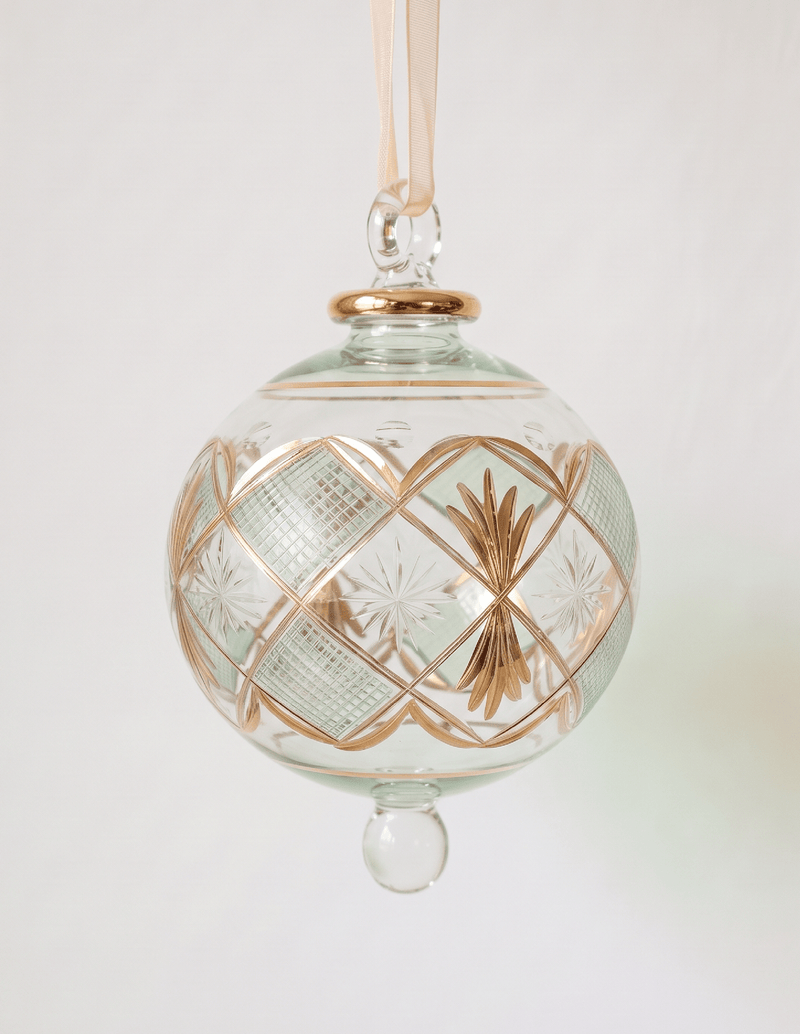 Large Green Checkered Egyptian Glass Ornament