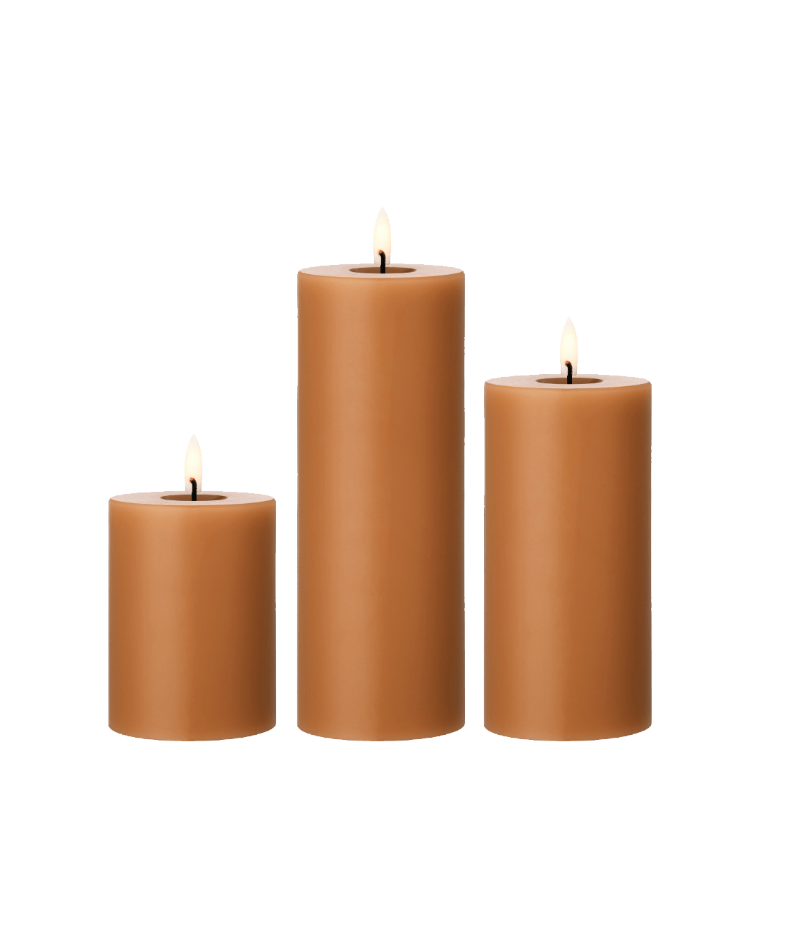 Toffee LED Wax Pillar Candles - Faire Living