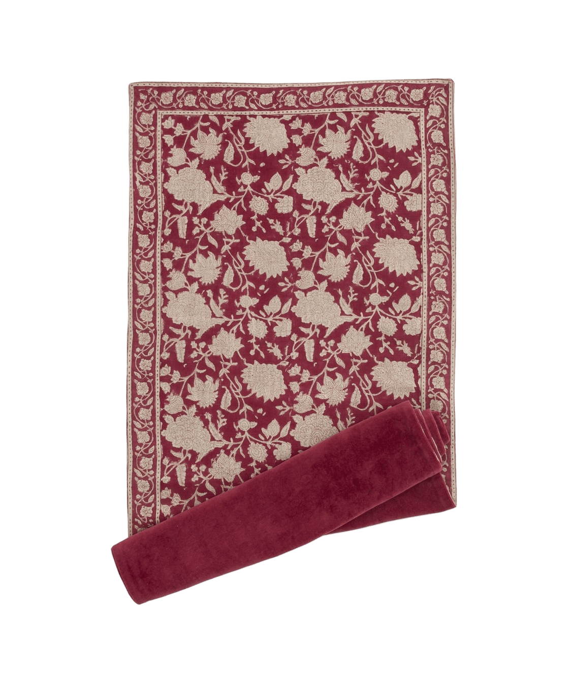 Ruby Hand Block Printed Velvet Table Runner - Faire Living