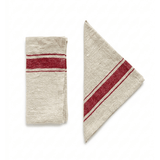 French Red Linen Napkin Pair