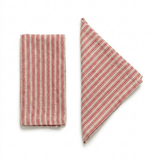 Red Stripe Linen Napkin Pair