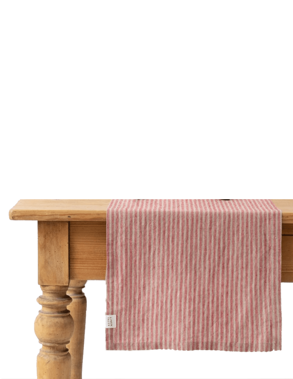 Red Natural Stripes Linen Table Runner - Faire Living