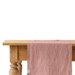 Red Natural Stripes Linen Table Runner - Faire Living