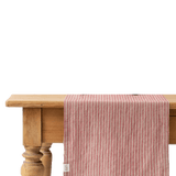 Red Natural Stripes Linen Table Runner - Faire Living