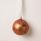 Soft copper matte mouth-blown glass ornament with glittered swirls, by Inge-Glas of Lauscha, Germany