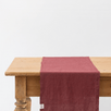 Marsala red stone-washed linen table runner, woven in Lithuania from European flax