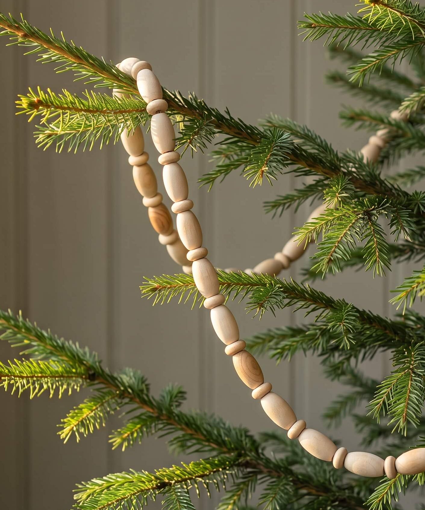 72 inch Meranti wooden beaded garland on jute rope