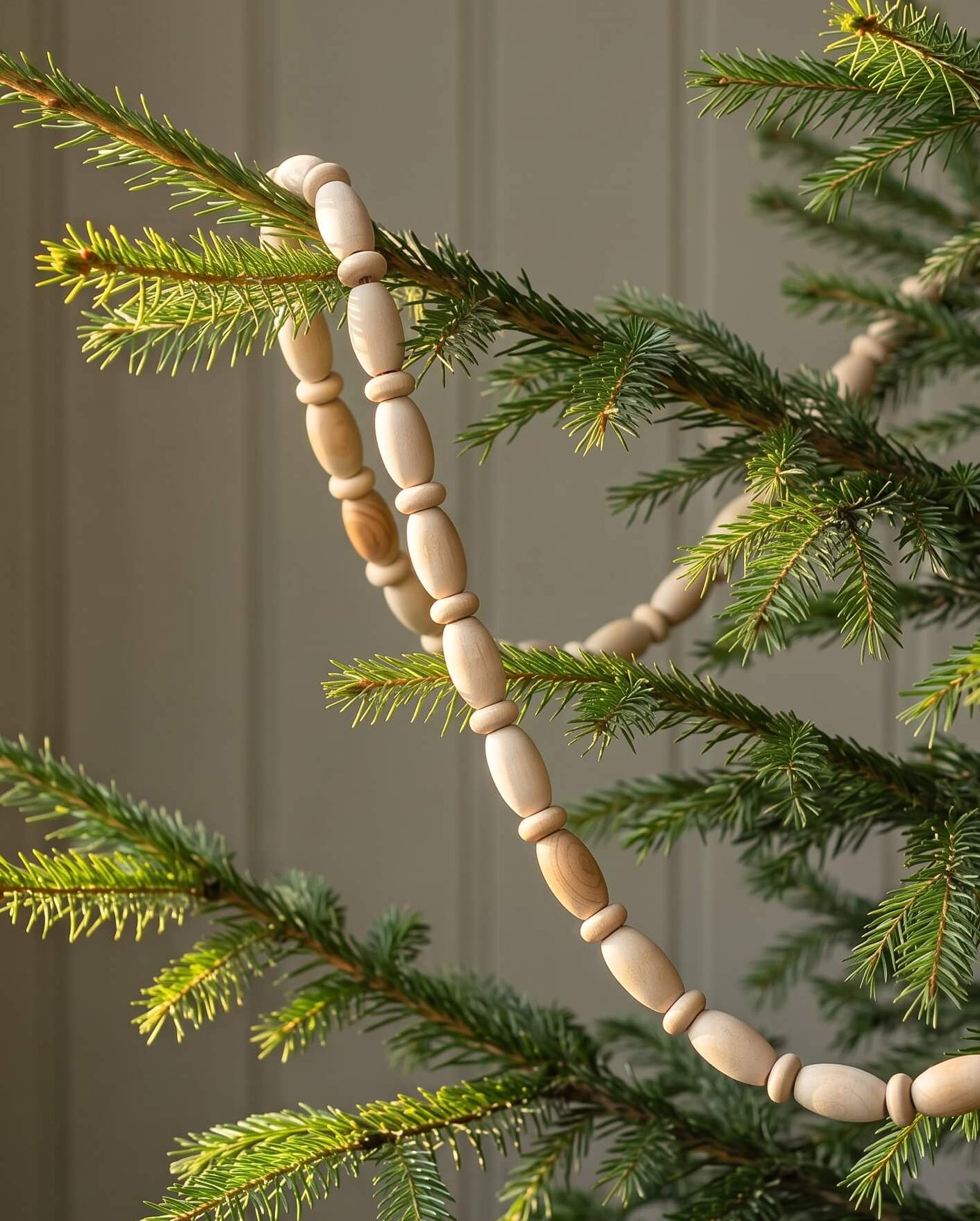 72 inch Meranti wooden beaded garland on jute rope