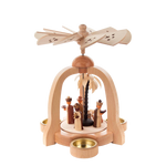 Hand-carved wooden candle pyramid with nativity scene, made in Seiffen, Germany.