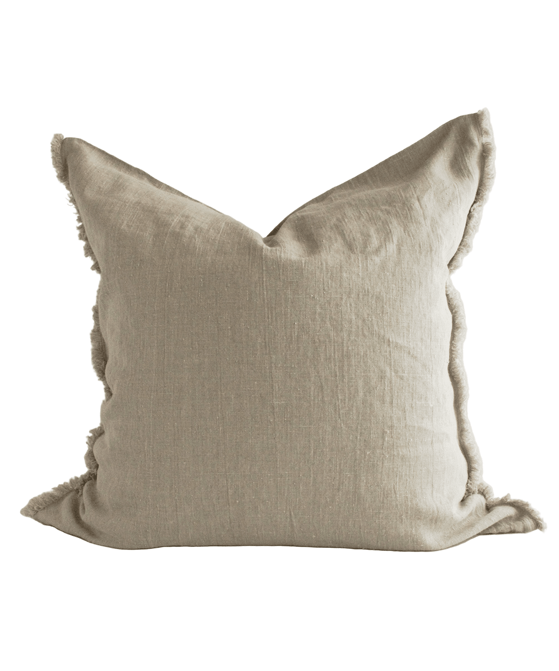 Linen Cushion Cover Natural Fringe 26x26 - Faire Living
