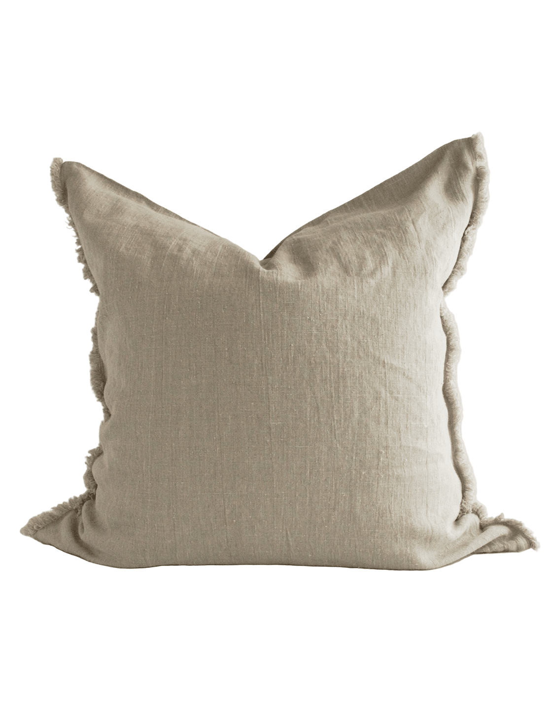 Linen Cushion Cover Natural Fringe 26x26 - Faire Living