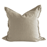 Linen Cushion Cover Natural Fringe 26x26 - Faire Living