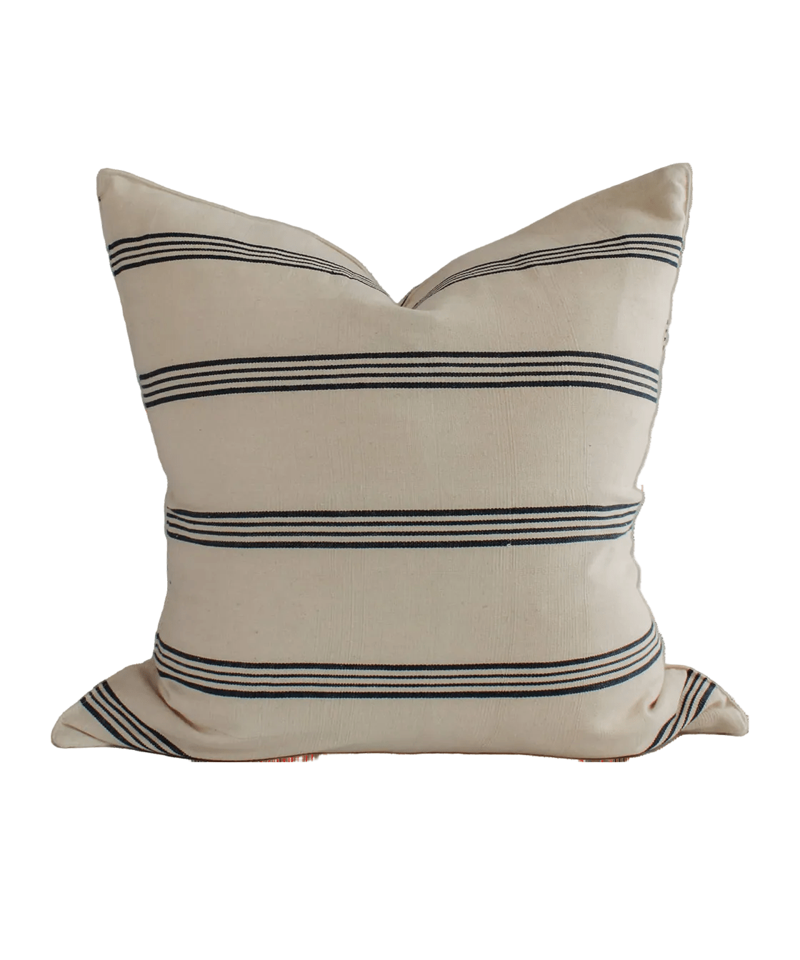 Navy Stripe Handwoven Cotton Cushion - Faire Living