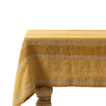 Amber Bronze Stripes Linen Tablecloth - Faire Living