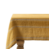 Amber Bronze Stripes Linen Tablecloth - Faire Living