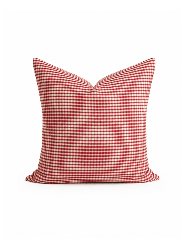 20" Red Gingham Handwoven Cotton Cover