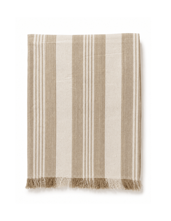 Beige Stripe Organic Cotton Throw