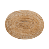 Whitewashed Oval Rattan Placemat