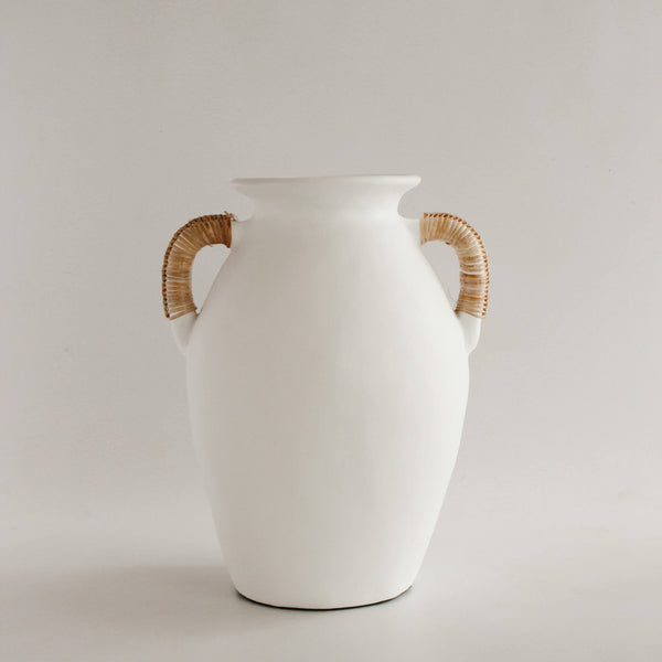 Terracotta Tall Vase | White