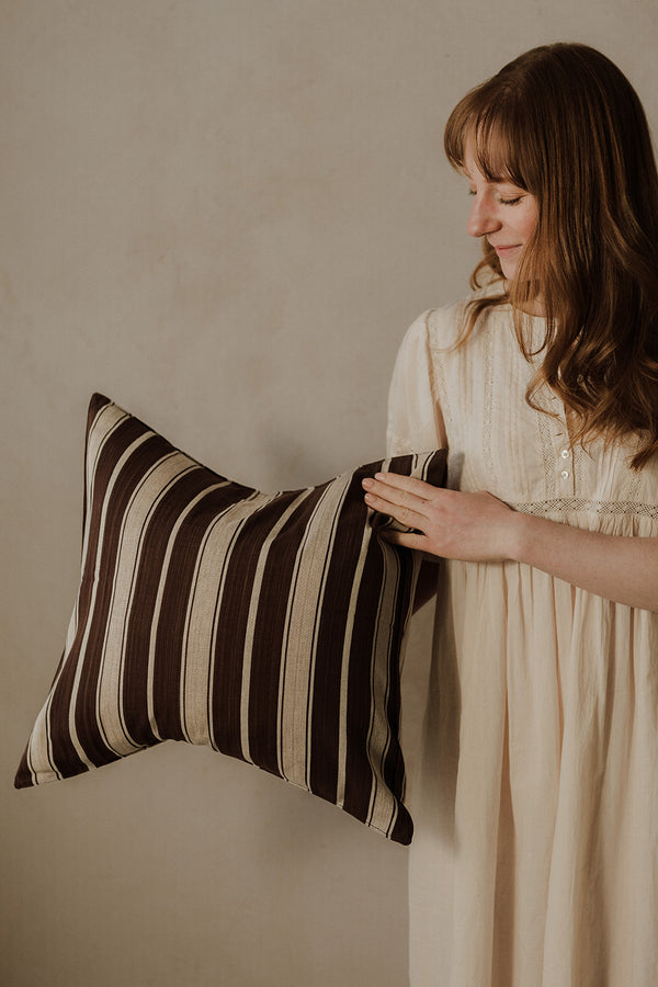 Chocolate Stripe Handwoven Cotton Cover