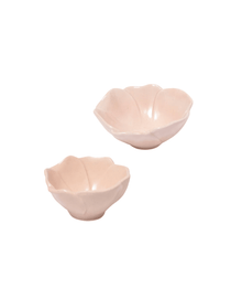 Pink Stoneware Flower Snack Bowls - Faire Living