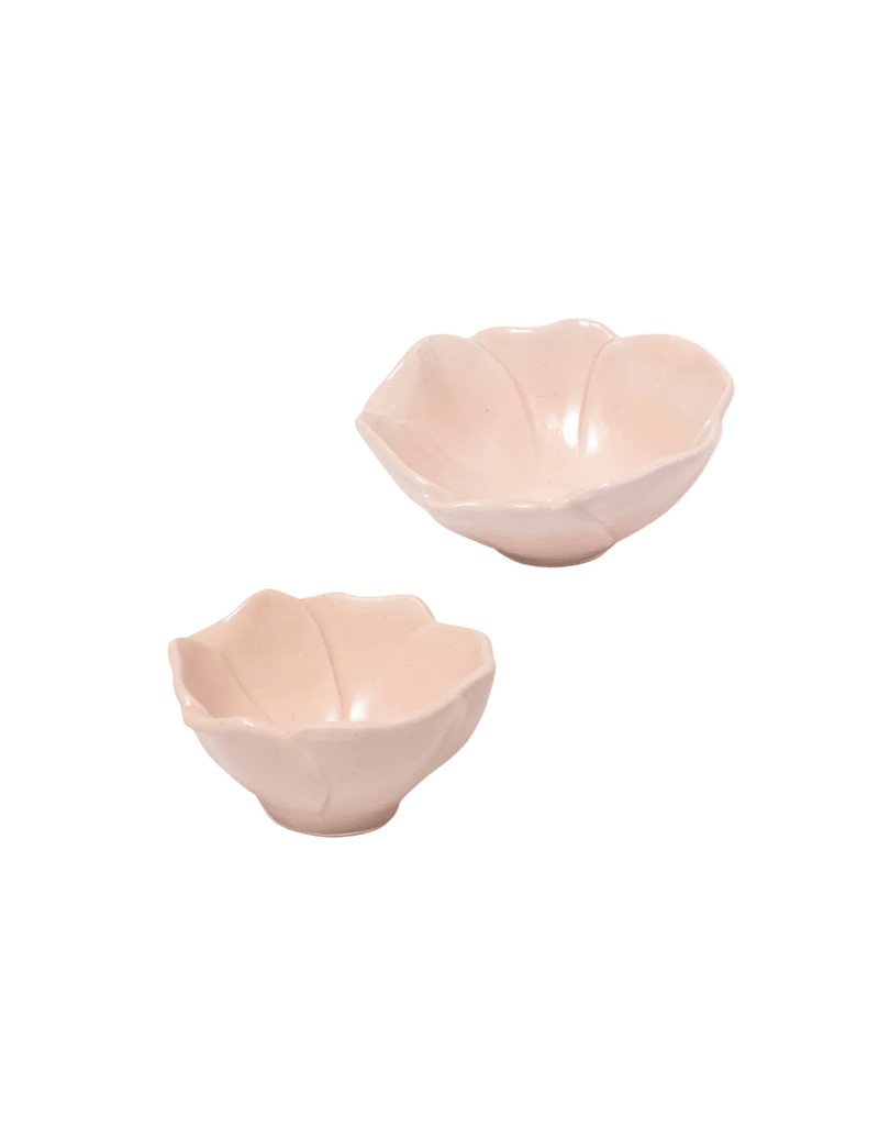 Pink Stoneware Flower Snack Bowls