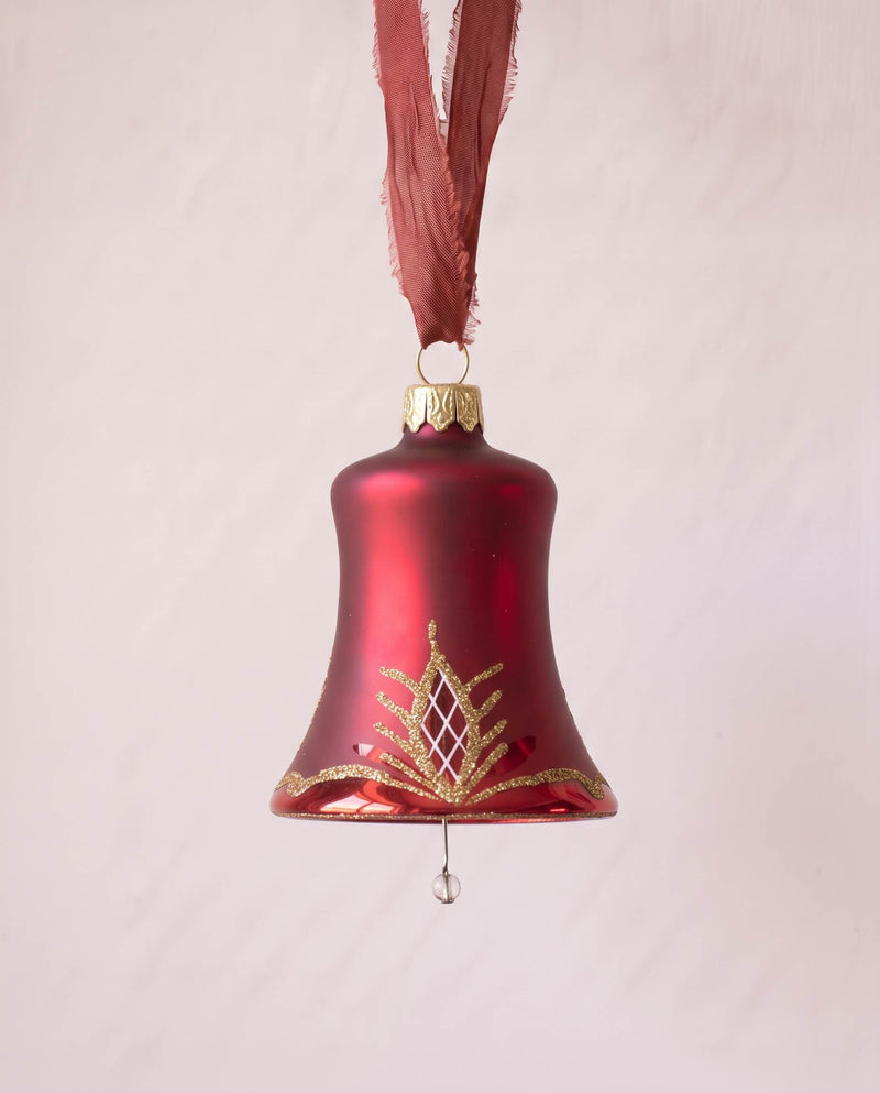 Set of Four Red German Bell Ornaments