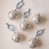 White mouth-blown German glass bauble with hand-applied glitter, made in Thuringia, Germany