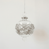Hand-blown clear glass bauble painted with delicate platinum drapes, made in Old Cairo, Egypt
