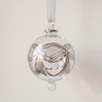 Hand-blown clear glass bauble painted with silver platinum garlands, made in Old Cairo, Egypt