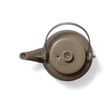 Brown Japanese Porcelain Teapot with Metal Handle and Mesh Strainer - Faire Living