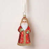 Crimson and gold mouth-blown glass St. Nicholas ornament with glittered robes, by Inge-Glas of Lauscha, Germany