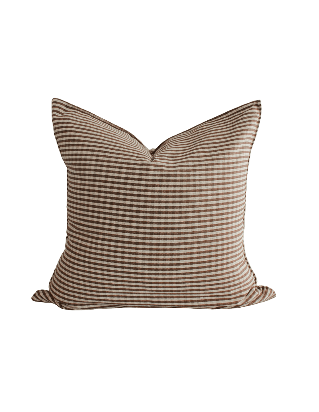 Chocolate Gingham Handwoven Cotton Cushion - Faire Living