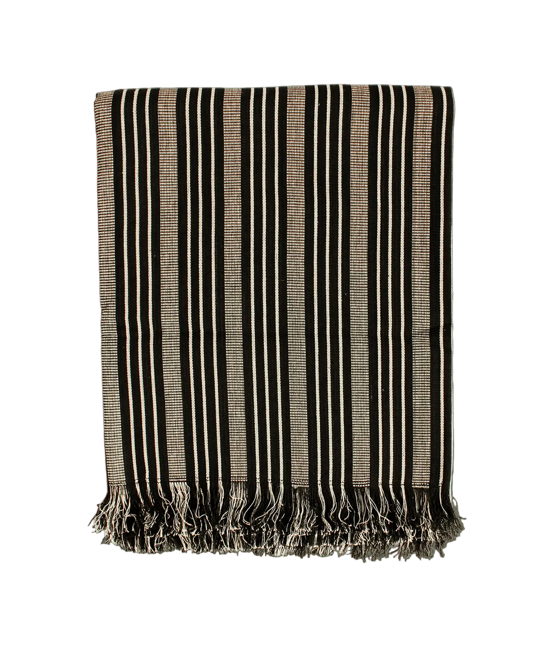 49x63" Black Stripe Handwoven Throw - Faire Living