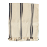 49x63" Navy Stripe Handwoven Throw - Faire Living