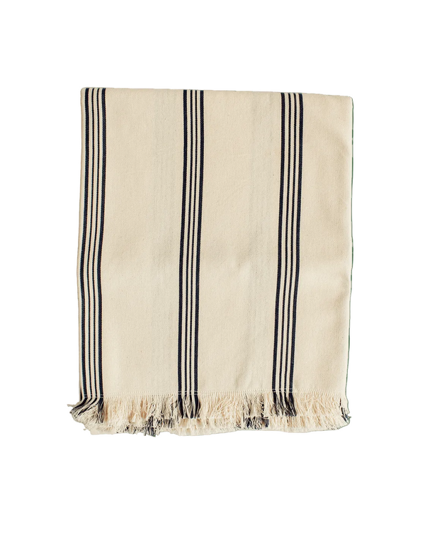 49x63" Navy Stripe Handwoven Throw - Faire Living