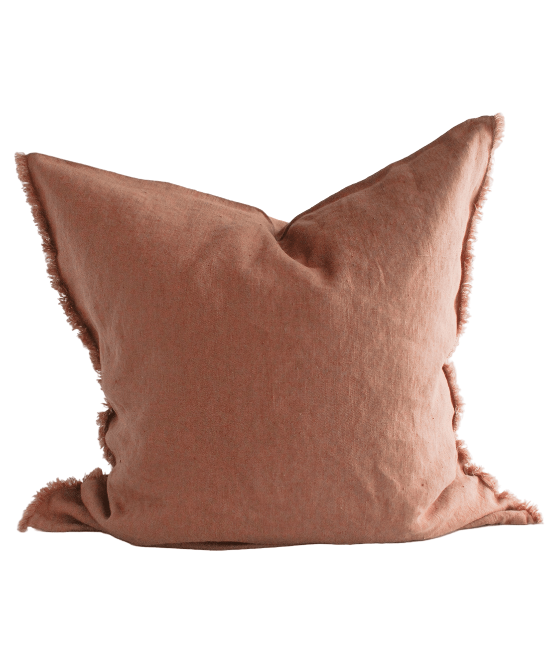 Linen Cushion Cover Terracotta Fringe 26x26 - Faire Living
