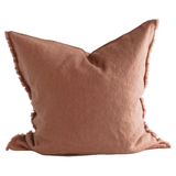 Linen Cushion Cover Terracotta Fringe 26x26 - Faire Living
